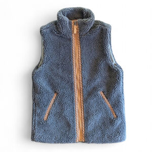 FAHERTY Ashbury High Pile Fleece Vest Sz XS Charcoal Gray Boho Embroidery Fleece